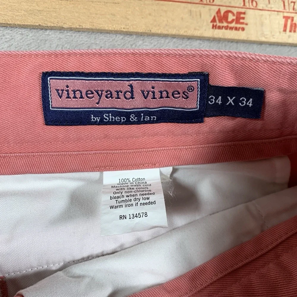 Vineyard Vines Club Pant 34X34* Pink Salmon Flat Front Straight Leg Chino Cotton